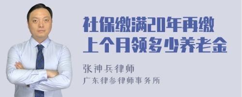 社保缴满20年再缴上个月领多少养老金