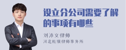 设立分公司需要了解的事项有哪些