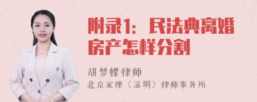 附录1：民法典离婚房产怎样分割