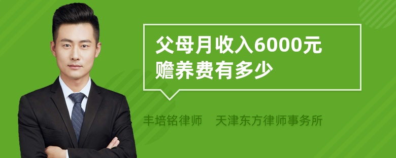 父母月收入6000元赡养费有多少