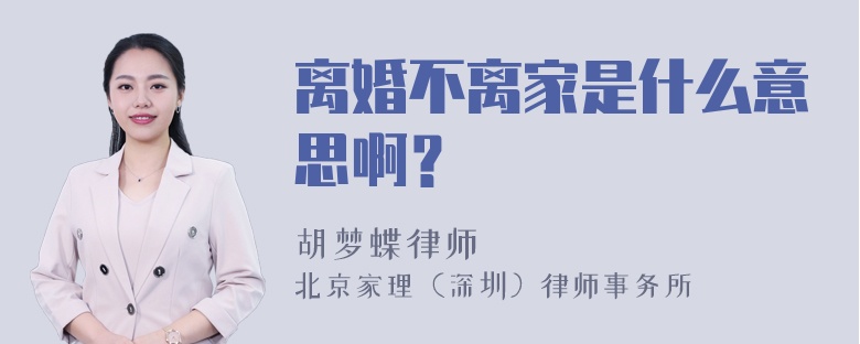 离婚不离家是什么意思啊？