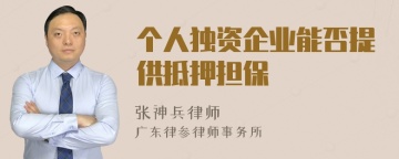 个人独资企业能否提供抵押担保