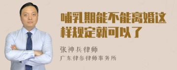 哺乳期能不能离婚这样规定就可以了