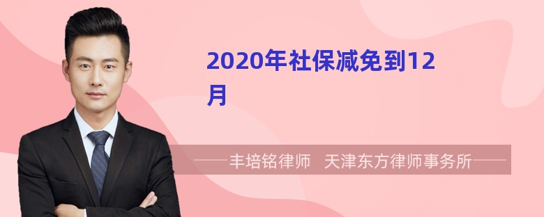 2020年社保减免到12月