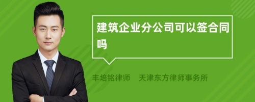 建筑企业分公司可以签合同吗