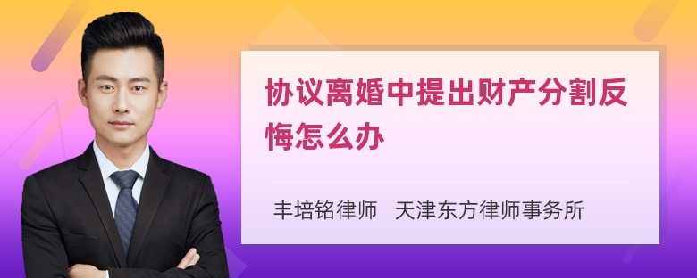 协议离婚中提出财产分割反悔怎么办