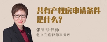 共有产权房申请条件是什么？