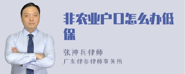 非农业户口怎么办低保