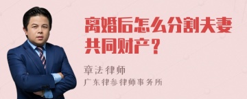 离婚后怎么分割夫妻共同财产？