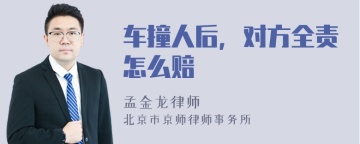 车撞人后，对方全责怎么赔