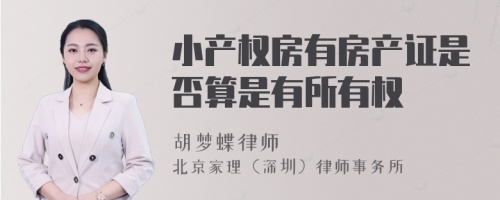 小产权房有房产证是否算是有所有权