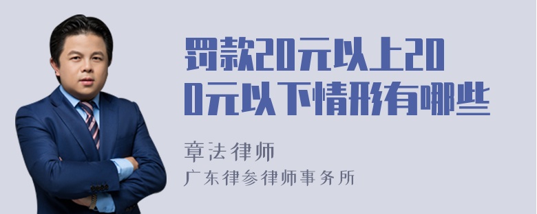 罚款20元以上200元以下情形有哪些