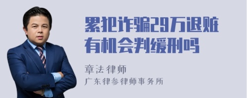 累犯诈骗29万退赃有机会判缓刑吗