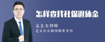 怎样查找社保退休金