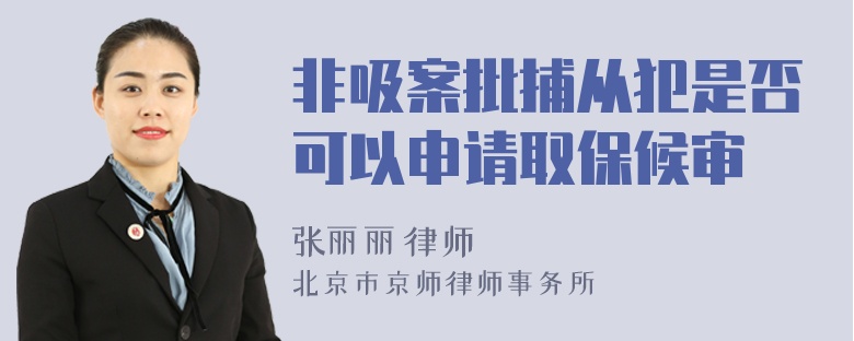 非吸案批捕从犯是否可以申请取保候审