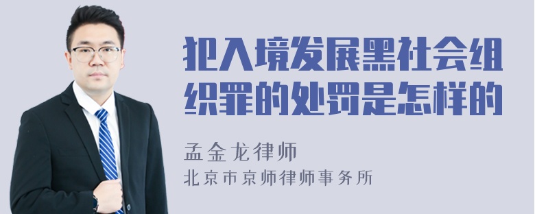 犯入境发展黑社会组织罪的处罚是怎样的