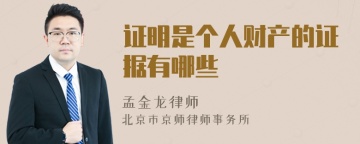 证明是个人财产的证据有哪些