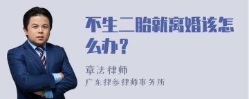 不生二胎就离婚该怎么办？