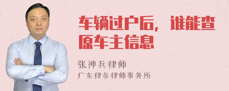 车辆过户后，谁能查原车主信息