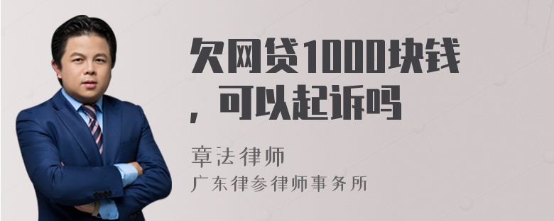 欠网贷1000块钱, 可以起诉吗