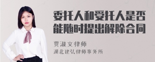 委托人和受托人是否能随时提出解除合同