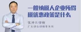 一般纳税人企业所得税优惠政策是什么