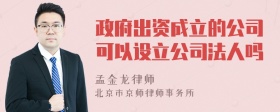 政府出资成立的公司可以设立公司法人吗