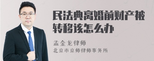 民法典离婚前财产被转移该怎么办