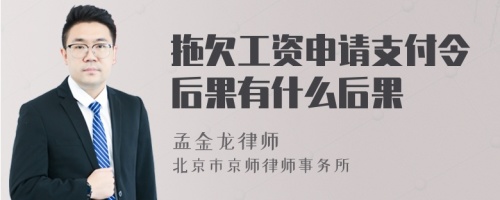 拖欠工资申请支付令后果有什么后果