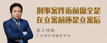 刑事案件诉前保全是在立案前还是立案后