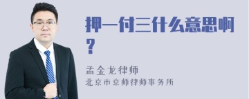 押一付三什么意思啊？