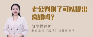 老公判刑了可以提出离婚吗？