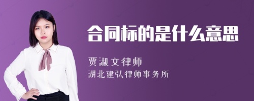 合同标的是什么意思