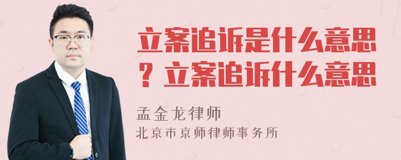 立案追诉是什么意思？立案追诉什么意思