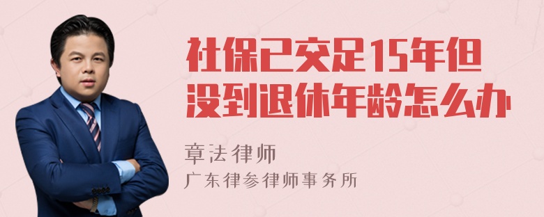 社保已交足15年但没到退休年龄怎么办