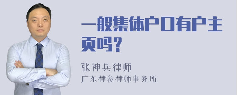 一般集体户口有户主页吗？