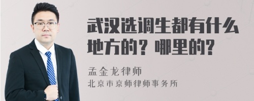 武汉选调生都有什么地方的？哪里的?