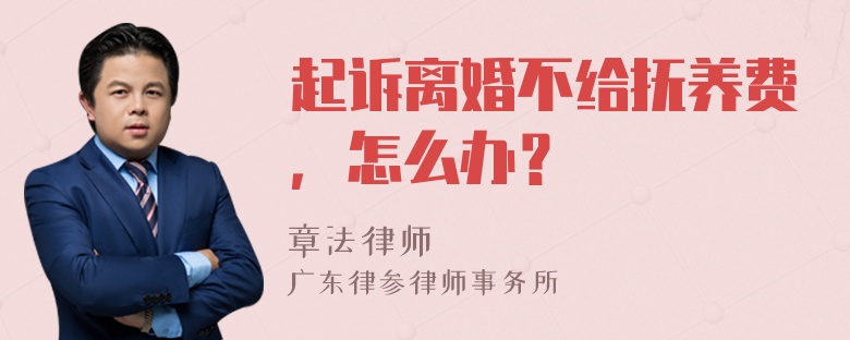 起诉离婚不给抚养费，怎么办？