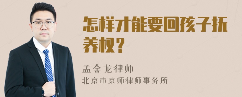 怎样才能要回孩子抚养权？