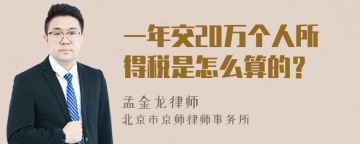 一年交20万个人所得税是怎么算的？