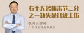 右手无名指末节二分之一缺失是几级工伤