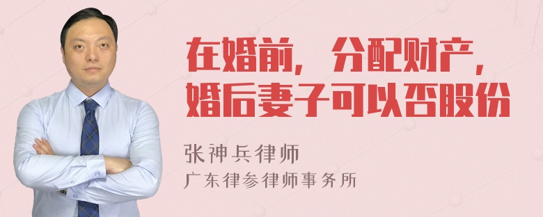 在婚前，分配财产，婚后妻子可以否股份