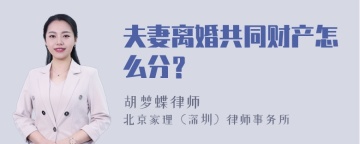 夫妻离婚共同财产怎么分？