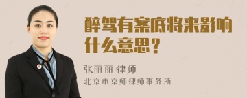 醉驾有案底将来影响什么意思？