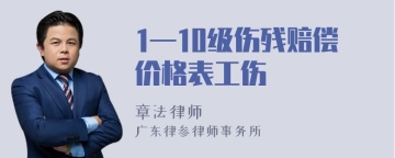 1—10级伤残赔偿价格表工伤