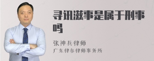 寻讯滋事是属于刑事吗