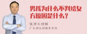 男孩为什么不判给女方原因是什么？