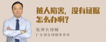 被人陷害，没有证据怎么办啊？