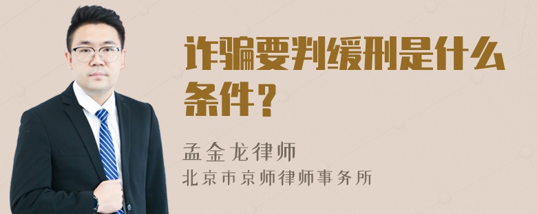 诈骗要判缓刑是什么条件？