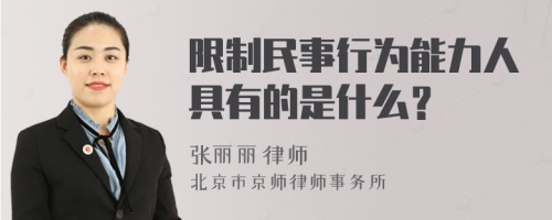 限制民事行为能力人具有的是什么？